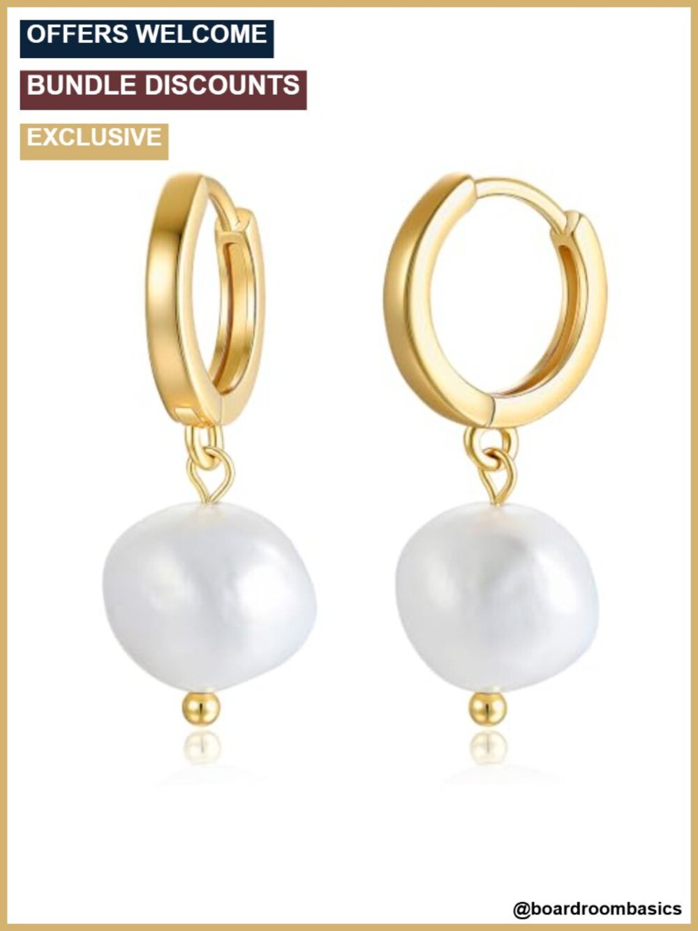 Baroque Pearl Dangle Earrings 14K Gold Plated Huggie Hoops for Women